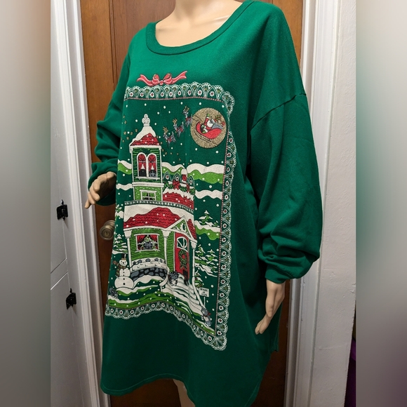 Christmas Nightgown Green Vintage - Picture 4 of 11